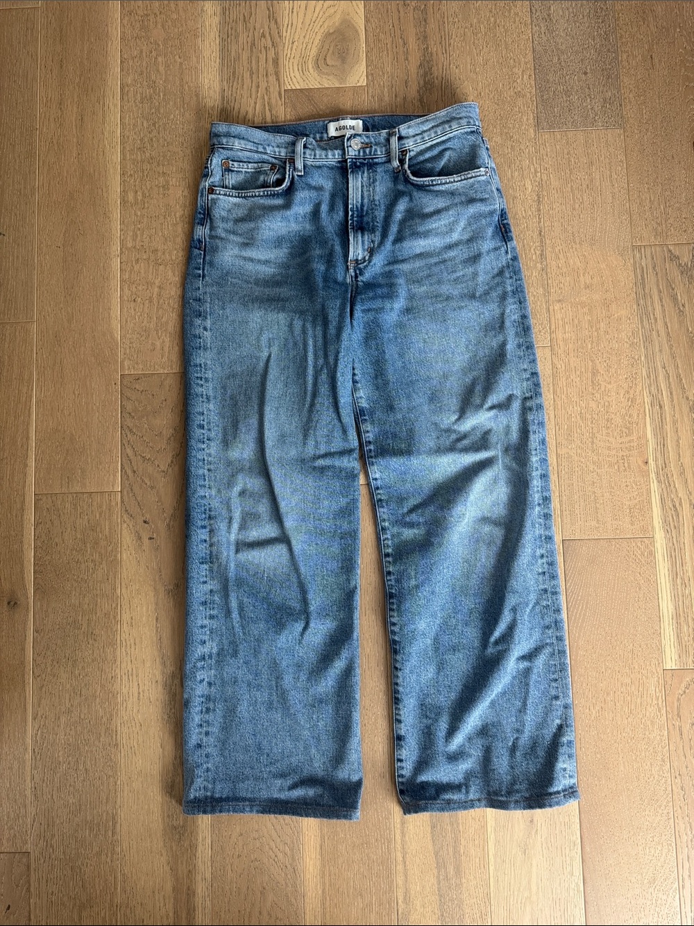 Agolde Harper Mid Rise Relaxed Straight Jeans in Flash, size 28 (27” inseam) - Picture 5 of 7